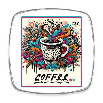 Coffee Graffiti Explosion - Square fridge magnet - white - Front