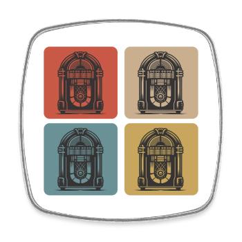 Retro Jukebox Style - Viereckiger Kühlschrankmagnet - Weiß - Vorne