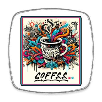 Coffee Graffiti Explosion - Square fridge magnet - white - Front