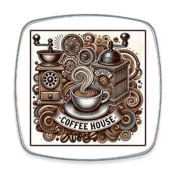 Ambiance de café vintage - Magnet carré - blanc - Devant