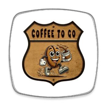 Coffee to Go – Vintage Style - Viereckiger Kühlschrankmagnet - Weiß - Vorne