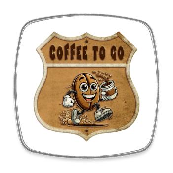 Café à emporter – Style vintage - Magnet carré - blanc - Devant