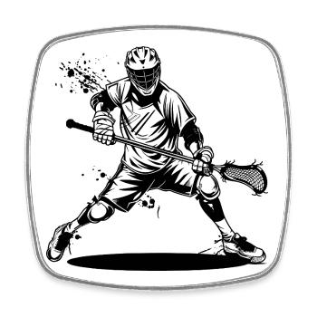 Lacrosse Player Drawing - Square fridge magnet - white - Front