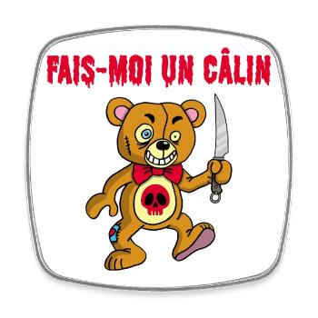 Ours en peluche psychopathe - Magnet carré - blanc - Devant