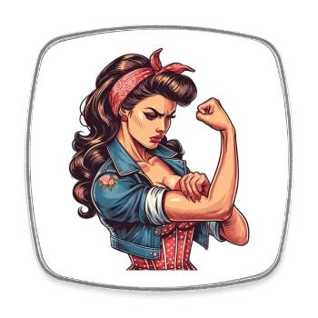 Strong Confident Woman Rockabilly Gift - Square fridge magnet - white - Front