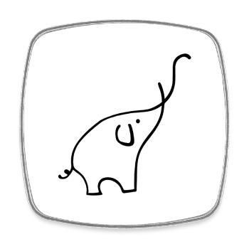 Elefant - Viereckiger Kühlschrankmagnet - Weiß - Vorne