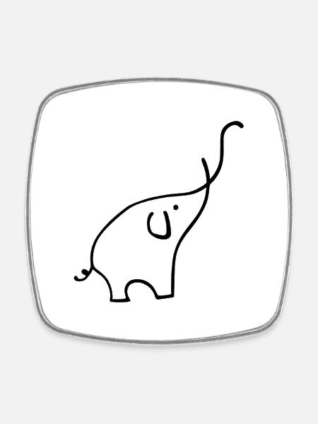Elefant - Viereckiger Kühlschrankmagnet - Weiß