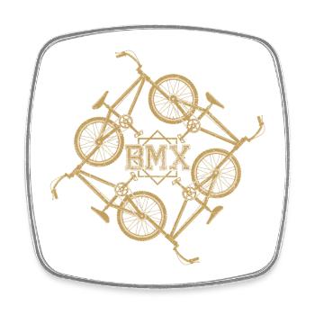Gold BMX Orbit Muster - Viereckiger Kühlschrankmagnet - Weiß - Vorne