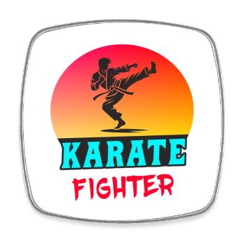 Karatekämpfer – Sonnenuntergang Style - Viereckiger Kühlschrankmagnet - Weiß - Vorne
