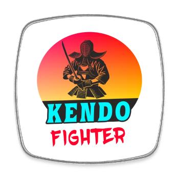 Kendo Fighter – Samurai Style - Square fridge magnet - white - Front