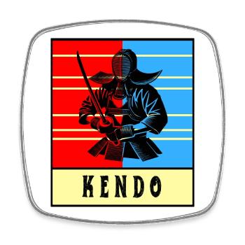 Kendo Kämpfer - Viereckiger Kühlschrankmagnet - Weiß - Vorne