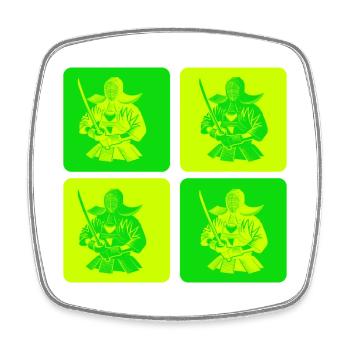 Pop Art Kendo Samurai - Square fridge magnet - white - Front