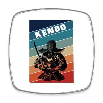 Vintage Kendo Samurai - Square fridge magnet - white - Front
