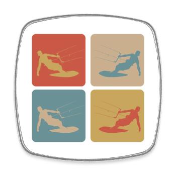 Retro Kitesurf Vibes - Viereckiger Kühlschrankmagnet - Weiß - Vorne