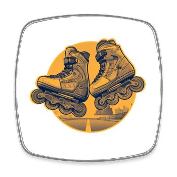 Vintage roller skate orange street pop illustration - Square fridge magnet - white - Front