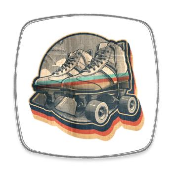 Vintage Sommer Retro Disco Grafikdesign Rollschuh - Viereckiger Kühlschrankmagnet - Weiß - Vorne