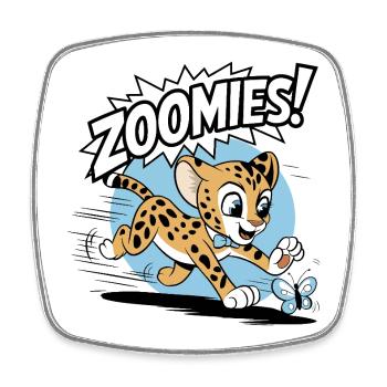Zoomies – Cheetah Chasing a Butterfly - Square fridge magnet - white - Front