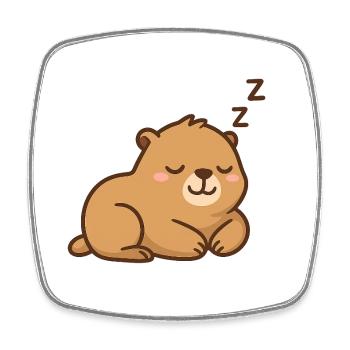 Sleeping bear in pastel browns - Square fridge magnet - white - Front