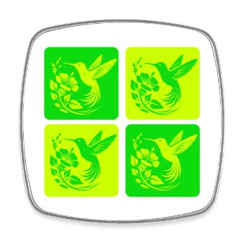 Kolibri & Blüte – Nature Design - Viereckiger Kühlschrankmagnet - Weiß - Vorne