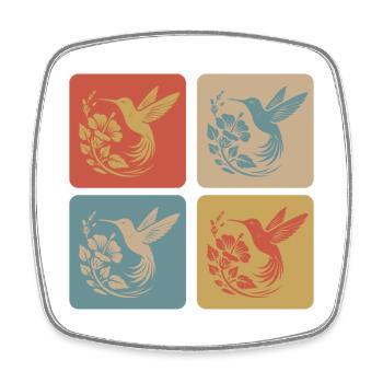 Kolibri & Blüte Vintage Design - Viereckiger Kühlschrankmagnet - Weiß - Vorne
