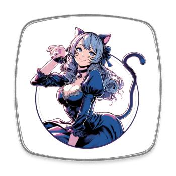 Chat Costume Belle Femme Cosplay Cadeau - Magnet carré - blanc - Devant