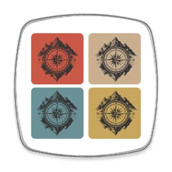 Kompass & Berge Vintage Design - Viereckiger Kühlschrankmagnet - Weiß - Vorne