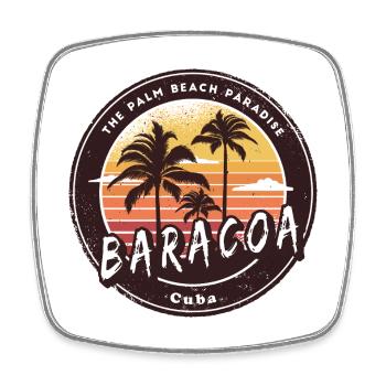 Baracoa Palmen und Strand Design - Viereckiger Kühlschrankmagnet - Weiß - Vorne