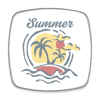 Tropical Summer Sunset Landscape - Square fridge magnet - white - Front