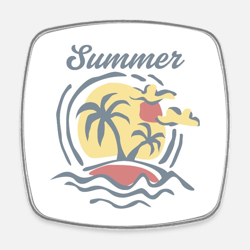 Paysage tropical d’été coucher de soleil - Magnet carré - blanc