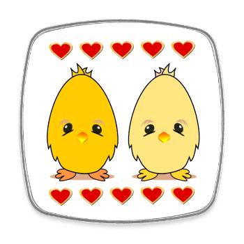POULET DE PÂQUES COUPLE - Magnet carré - blanc - Devant