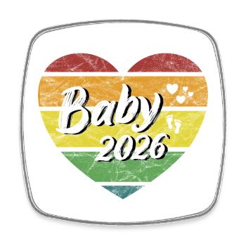 Baby 2026 Neugeborenes Schwangerschaft retro - Viereckiger Kühlschrankmagnet - Weiß - Vorne