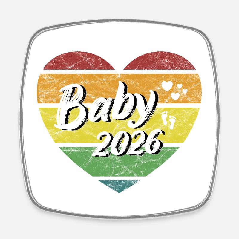 Bébé 2026 nouveau-né grossesse rétro - Magnet carré - blanc