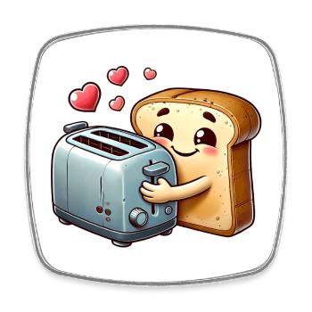 Toastbrot liebt Toaster - Viereckiger Kühlschrankmagnet - Weiß - Vorne