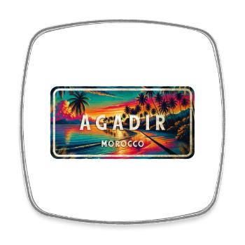 Agadir, Maroc, Sun Drift Design - Magnet carré - blanc - Devant