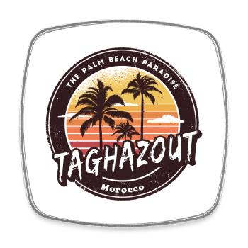 Taghazout Marokko Palmen Design - Viereckiger Kühlschrankmagnet - Weiß - Vorne