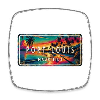 Port Louis Mauritius Sonnenuntergang Schild - Viereckiger Kühlschrankmagnet - Weiß - Vorne