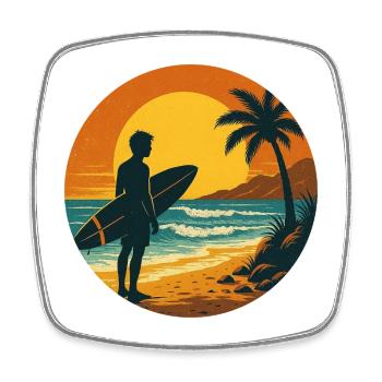 Surf surfing cool retro surfer vintage surf - Square fridge magnet - white - Front