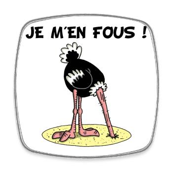 Faire l'autruche - Magnet carré - blanc - Devant