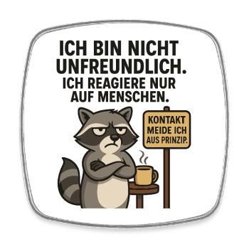 Raccoon saying: contact avoidance - Square fridge magnet - white - Front