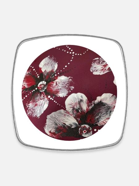 Floral design on accessories - Square fridge magnet - white