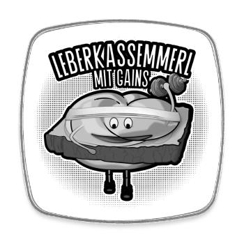 Leberkassemmel mit Muckis. - Viereckiger Kühlschrankmagnet - Weiß - Vorne