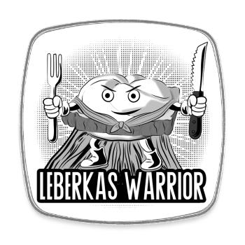 Leberkas Warrior – Brotzeit mit Biss. - Viereckiger Kühlschrankmagnet - Weiß - Vorne
