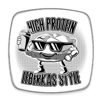High Protein – Leberkas Style Gym Humor - Viereckiger Kühlschrankmagnet - Weiß - Vorne
