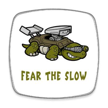 Fear of slowness turtle - Square fridge magnet - white - Front