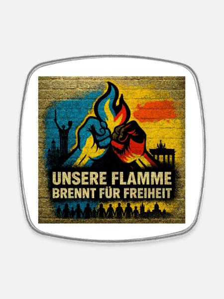 Our Flame Burns for Freedom Ukraine - Square fridge magnet - white