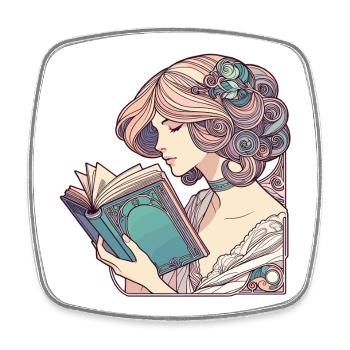 Book Books Reading Mrs. Art Nouveau Gift - Square fridge magnet - white - Front