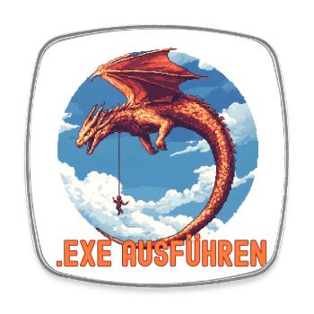 EXE AUSFÜHREN Drachen Admin IT Informatik Lustig - Viereckiger Kühlschrankmagnet - Weiß - Vorne