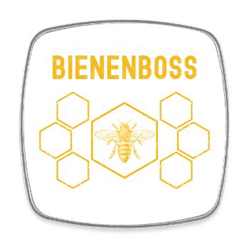 Bienenboss - Honig Biene Bienen Wabe Imker Design - Viereckiger Kühlschrankmagnet - Weiß - Vorne