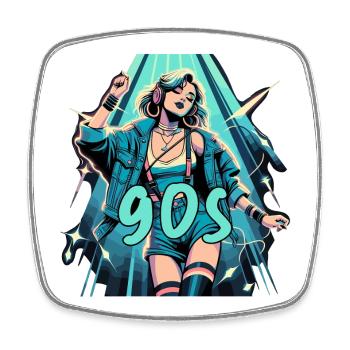 Frau tanzt Tanzen 90er Retro Disco Disko Geschenk - Viereckiger Kühlschrankmagnet - Weiß - Vorne