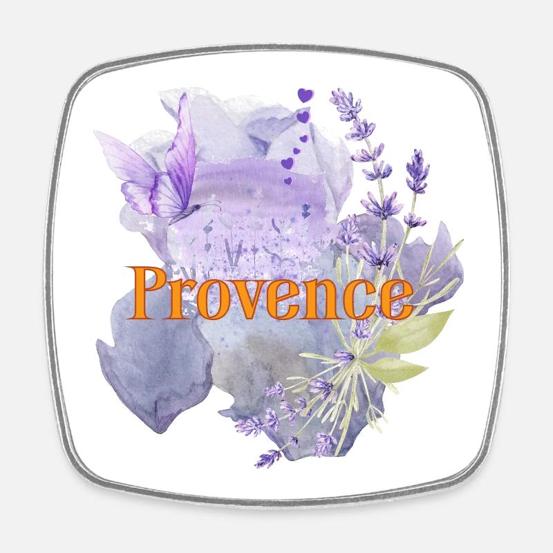 Lavande Provence Illustration Aquarelle avec Breloque - Magnet carré - blanc
